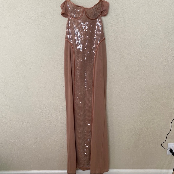 HOUSE OF CB 'Bonita' Cafe Au Lait Sequin Maxi Dress‎ NWOT size S - Picture 16 of 17